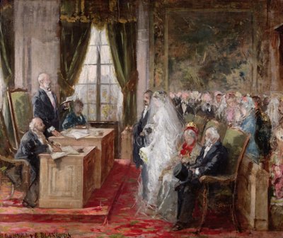 Studio per il matrimonio civile nel municipio del 19° arrondissement, 1881 da Henri Gervex