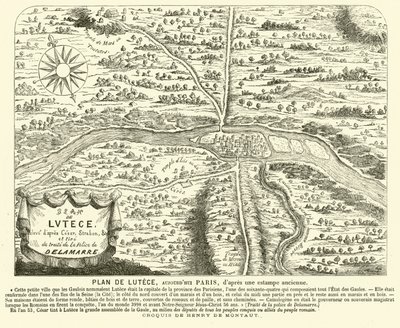 Piano della città romana di Lutetia, sito della moderna Parigi (incisione) da Henri de (after) Montaut