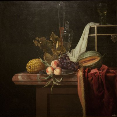 Natura morta con bicchiere e frutta da Henri de Fromantiou