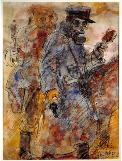 Prima Guerra Mondiale: Granatiere (lanciatore di granate) - Disegno di Henri de Groux (1866/1867-1930) da Henri de Groux