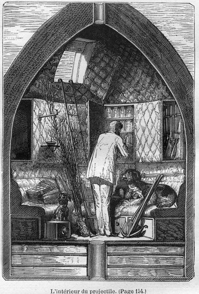 Illustrazione del libro "Dalla Terra alla Luna" di Jules Verne, edizione Hetzel - Les voyages extraordinaires da Henri de Montaut