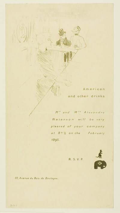 Invito per i coniugi Alexandre Natanson da Henri de Toulouse-Lautrec