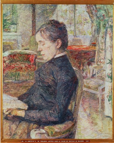 La contessa Alphonse de Toulouse-Lautrec, madre del pittore, nel salotto dello Chateau de Malrome da Henri de Toulouse-Lautrec