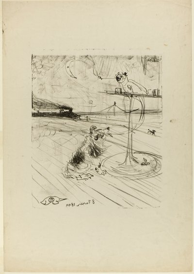 Il cane e il pappagallo da Henri de Toulouse-Lautrec
