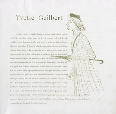 Yvette Guilbert - Serie Francese: N. 1 da Henri de Toulouse-Lautrec