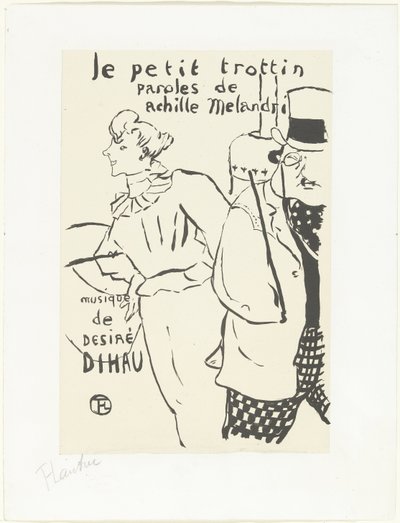 Donna come fattorina e uomo con cappello da Henri de Toulouse Lautrec (signed by artist)