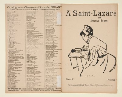 A Saint-Lazare, parole e musica di Aristide Bruant, copertina per spartito da Henri de Toulouse Lautrec