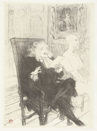 Attori Jules Charles Truffier e Marguerite Moreno nella commedia Le donne sapienti da Henri de Toulouse Lautrec