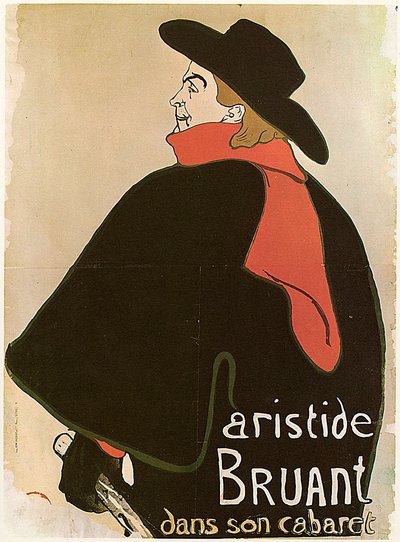 Aristide Bruant nel suo cabaret, manifesto da Henri de Toulouse Lautrec