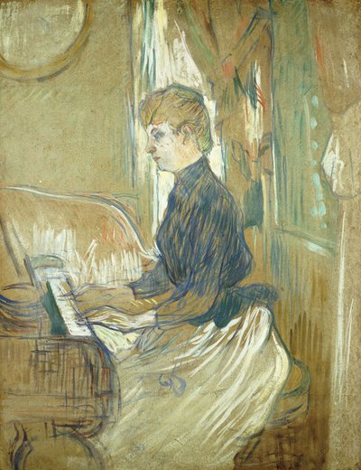 Al pianoforte, Madame Juliette Pascal nel salone del castello di Malrome, 1896 da Henri de Toulouse Lautrec