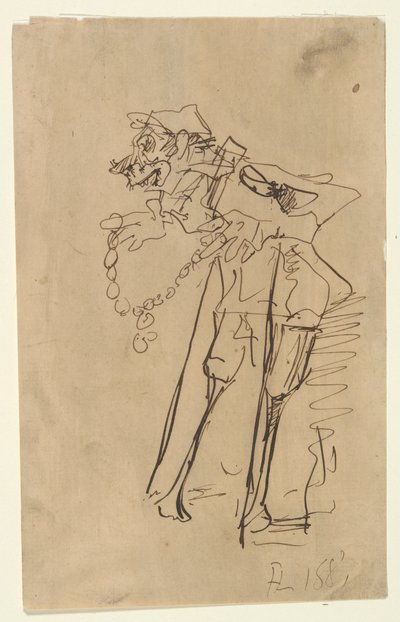 Caricatura di un soldato che tiene una decorazione da Henri de Toulouse Lautrec
