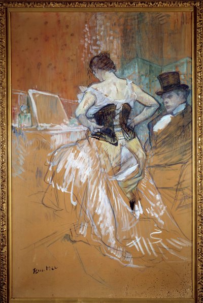 Conquete in transito, la donna nel corsetto. Pastello e disegno di Henri de Toulouse-Lautrec da Henri de Toulouse Lautrec
