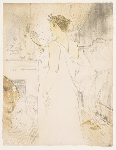 Elles: Donna con uno specchio a mano, 1896 da Henri de Toulouse Lautrec