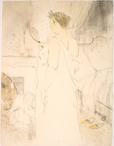 Donna con specchio, lo specchio a mano da Henri de Toulouse Lautrec