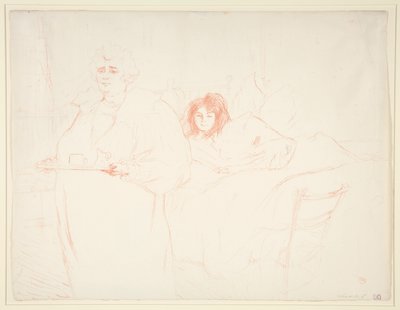 Donna con un vassoio, colazione, Madame Baron e Mademoiselle Popo da Henri de Toulouse Lautrec
