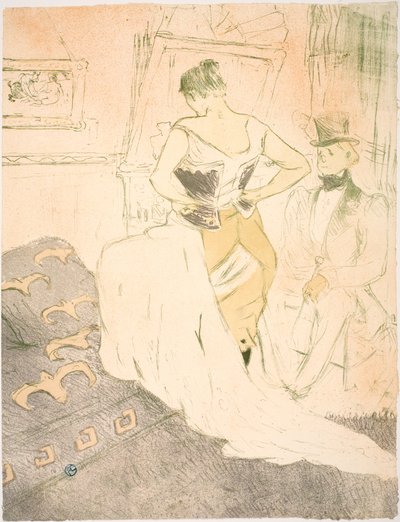 Donna in corsetto, Conquista di passaggio da Henri de Toulouse Lautrec