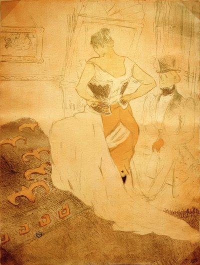 Donna in corsetto, Conquista di passaggio da Henri de Toulouse Lautrec