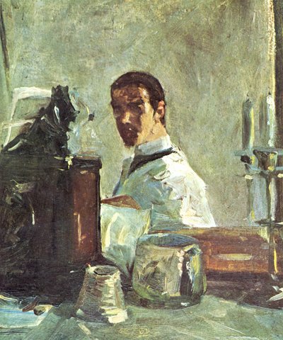 Francese:  Auto-portrait devant un miroir Autoritratto davanti allo specchio da Henri de Toulouse Lautrec