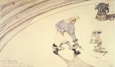 Al circo: Il clown Footit con cane barboncino ed elefante da Henri de Toulouse Lautrec