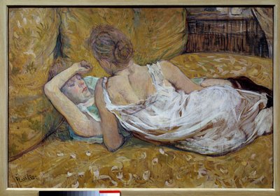 Le due amiche, giovani donne sdraiate su un letto - Dipinto di Henri de Toulouse-Lautrec (1864-1901) 1895, collezione privata da Henri de Toulouse Lautrec