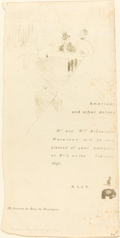 Invito del signor e della signora Alexandre Natanson da Henri de Toulouse Lautrec