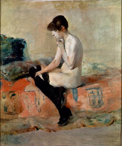 Studio di nudo. Donna nuda seduta su un divano da Henri de Toulouse Lautrec