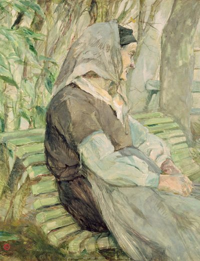 Vecchia donna seduta su una panchina a Celeyran da Henri de Toulouse Lautrec