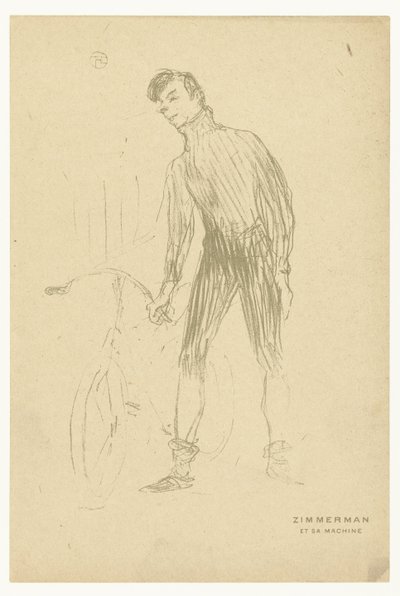Ritratto del ciclista Albert Zimmerman e della sua bicicletta da Henri de Toulouse Lautrec