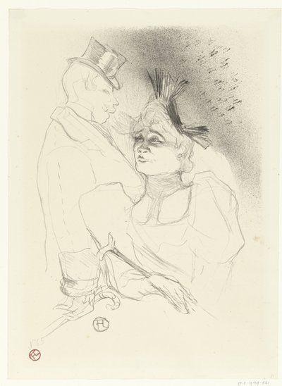 Ritratto della cantante Marcelle Lender e del comico Louis Bouchenez o il Barone durante una performance (Mademoiselle Lender et Baron) da Henri de Toulouse Lautrec