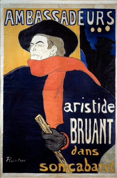 Poster per lo spettacolo di Aristide Bruant (1851-1925), cantautore francese. 
