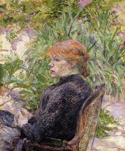 Donna dai capelli rossi seduta nel giardino di Mr, 1889 da Henri de Toulouse Lautrec