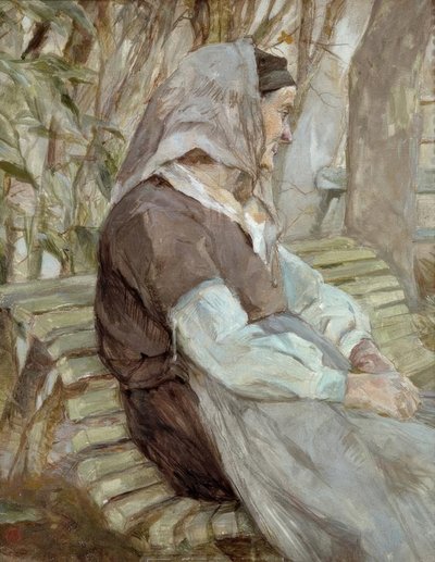Vecchia donna seduta su una panchina, a Céleyran da Henri de Toulouse Lautrec