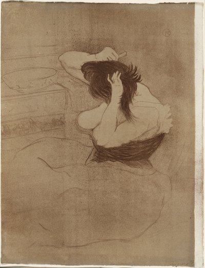 Donna che si pettina—La Coiffure, tavola sette da Elles da Henri de Toulouse Lautrec