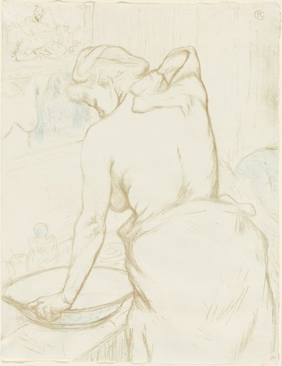 Donna che si lava—La toilette, tavola cinque da Elles da Henri de Toulouse Lautrec