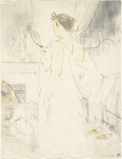 Donna allo specchio—Specchio in mano, tavola sei da Elles da Henri de Toulouse Lautrec
