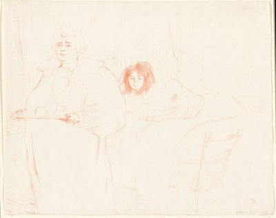 Donna con un vassoio—Colazione (Madame Baron e Mademoiselle Popo), tavola due da Elles da Henri de Toulouse Lautrec
