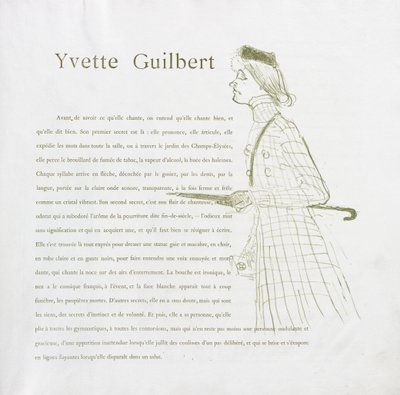 Yvette Guilbert - Serie Francese: N. 1 da Henri de Toulouse Lautrec