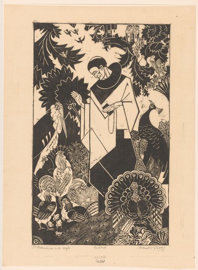 San Francesco e gli uccelli da Henri van der Stok (signed by artist)
