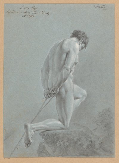 Nudo maschile inginocchiato, visto di lato (1º premio 1809) da Henricus Franciscus Wiertz