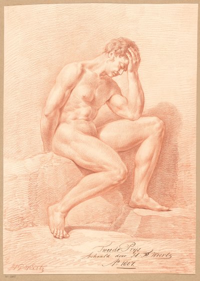 Nudo maschile seduto, visto di lato (2º premio 1807) da Henricus Franciscus Wiertz
