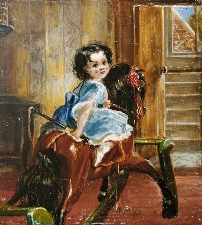 Flora Emma Sarah Ward su un cavallo a dondolo da Henrietta Mary Ward