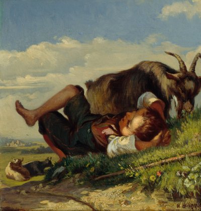 Ragazzo pastore con capre da Henrik August Helland