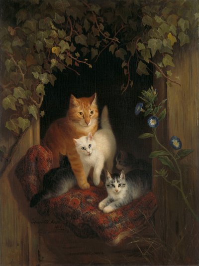 Gatto con gattini da Henriëtte Ronner