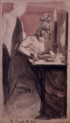 Una cortigiana al suo tavolo da toeletta da Johann Heinrich Füssli