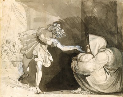 Galinthias inganna Eileithyia annunciando la nascita di Eracle (Verso: Ritratto di Mrs. Fuseli) da Henry (1741 1825) Fuseli