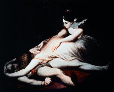 Kriemhild si getta sul cadavere di Sigfrido da Johann Heinrich Füssli