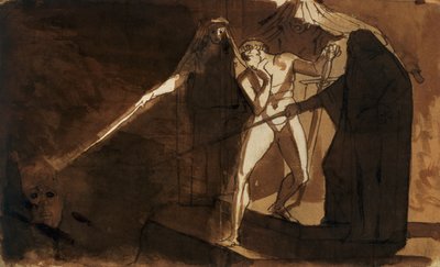 Macbeth e le tre streghe che gli mostrano la testa armata da Johann Heinrich Füssli