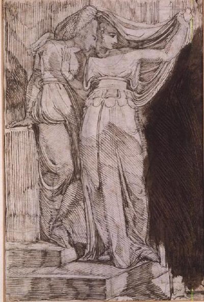 Due figure femminili in piedi sui gradini, Roma, maggio 1787 da Johann Heinrich Füssli