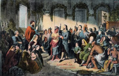 Il matrimonio di Pocahontas e John Rolfe a Jamestown nel 1614 da Henry (after) Brueckner