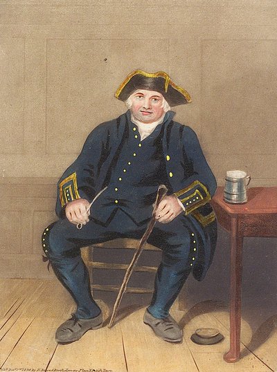 Ritratto di un pensionato di Greenwich, seduto con pipa di argilla e boccale da Henry (after) Dawe